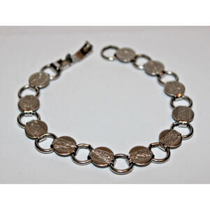 Vintage Sarah Cov Engraved Link Bracelet Silver Tone 7” Signed Never Worn